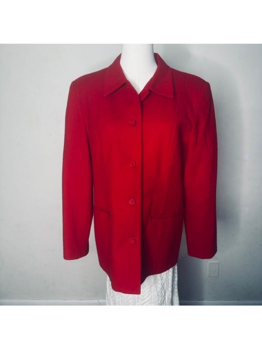 Vintage Norton McNaughton Womens 12P Red Wool 2 Button Jacket Coat Retro Classic